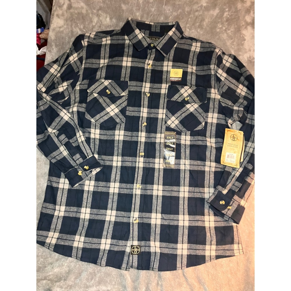 LINCOLN OUTFITTERS Mens 2XLT Plaid Flannel Foreman Fit Long‎ Sleeve Shirt NWT